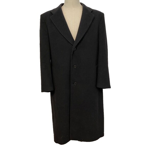 Mens Size 42 BRADLEY JONS GRUNER Long WOOL CASHMERE Coat Overcoat Black Charcoal